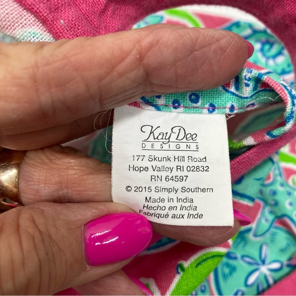 Simply Southern Bib Apron Tie back adjustable at neck Pink Blue Green Seashell - Picture 8 of 9